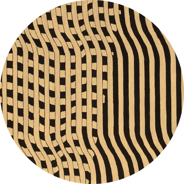 Round Machine Washable Abstract Brown Contemporary Rug, wshcon612brn