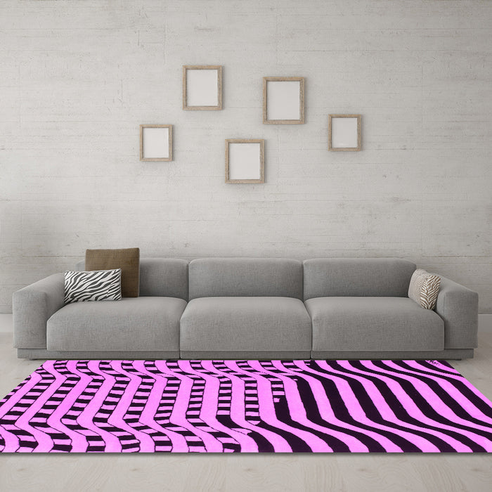 Machine Washable Abstract Pink Contemporary Rug in a Living Room, wshcon612pnk