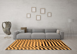Machine Washable Abstract Orange Contemporary Area Rugs in a Living Room, wshcon612org