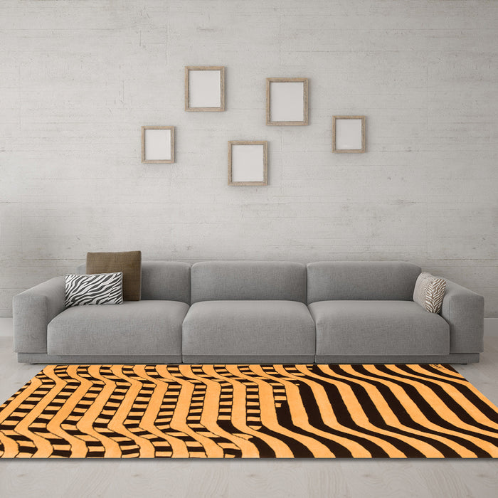 Machine Washable Abstract Orange Contemporary Area Rugs in a Living Room, wshcon612org