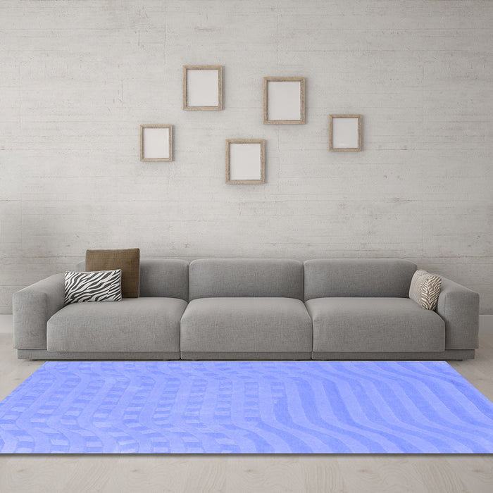 Machine Washable Abstract Blue Contemporary Rug in a Living Room, wshcon613blu