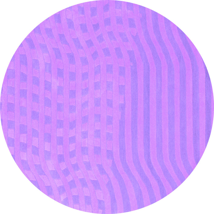 Round Abstract Purple Contemporary Rug, con613pur