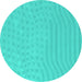 Round Abstract Turquoise Contemporary Rug, con613turq