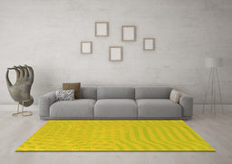 Machine Washable Abstract Yellow Contemporary Rug in a Living Room, wshcon613yw