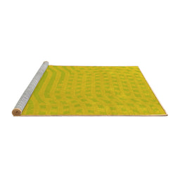 Sideview of Machine Washable Abstract Yellow Contemporary Rug, wshcon613yw