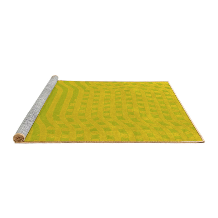 Sideview of Machine Washable Abstract Yellow Contemporary Rug, wshcon613yw