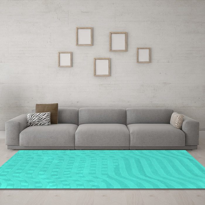 Machine Washable Abstract Turquoise Contemporary Area Rugs in a Living Room,, wshcon613turq
