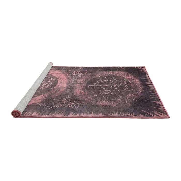 Serging Thickness of Machine Washable Contemporary Velvet Maroon Purple Rug, wshcon614