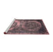 Serging Thickness of Machine Washable Contemporary Velvet Maroon Purple Rug, wshcon614