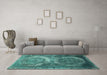 Machine Washable Persian Turquoise Bohemian Area Rugs in a Living Room,, wshcon614turq