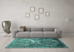 Machine Washable Persian Turquoise Bohemian Area Rugs in a Living Room,, wshcon614turq
