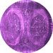 Round Machine Washable Persian Purple Bohemian Area Rugs, wshcon614pur