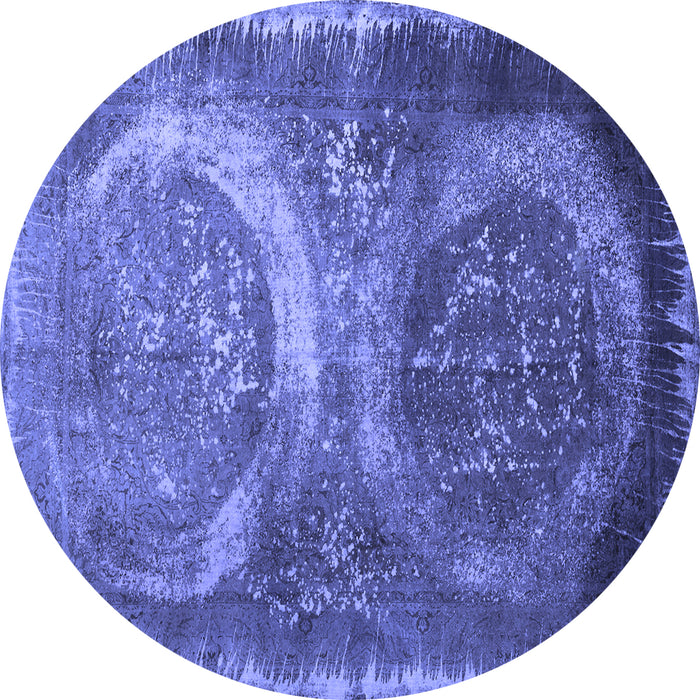Round Persian Blue Bohemian Rug, con614blu
