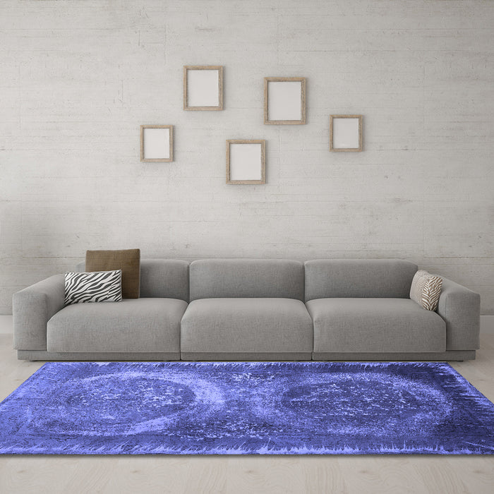 Machine Washable Persian Blue Bohemian Rug in a Living Room, wshcon614blu