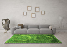 Machine Washable Persian Green Bohemian Area Rugs in a Living Room,, wshcon614grn