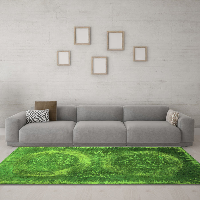Machine Washable Persian Green Bohemian Area Rugs in a Living Room,, wshcon614grn
