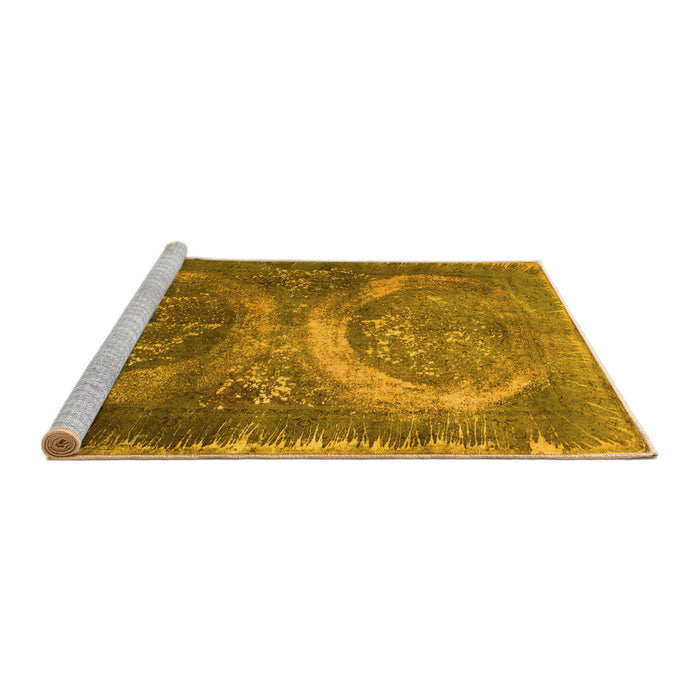 Sideview of Machine Washable Persian Yellow Bohemian Rug, wshcon614yw