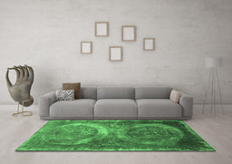 Machine Washable Persian Emerald Green Bohemian Area Rugs in a Living Room,, wshcon614emgrn