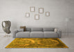 Machine Washable Persian Yellow Bohemian Rug in a Living Room, wshcon614yw