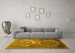 Machine Washable Persian Yellow Bohemian Rug in a Living Room, wshcon614yw