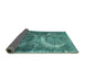 Sideview of Persian Turquoise Bohemian Rug, con614turq