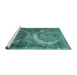 Sideview of Machine Washable Persian Turquoise Bohemian Area Rugs, wshcon614turq