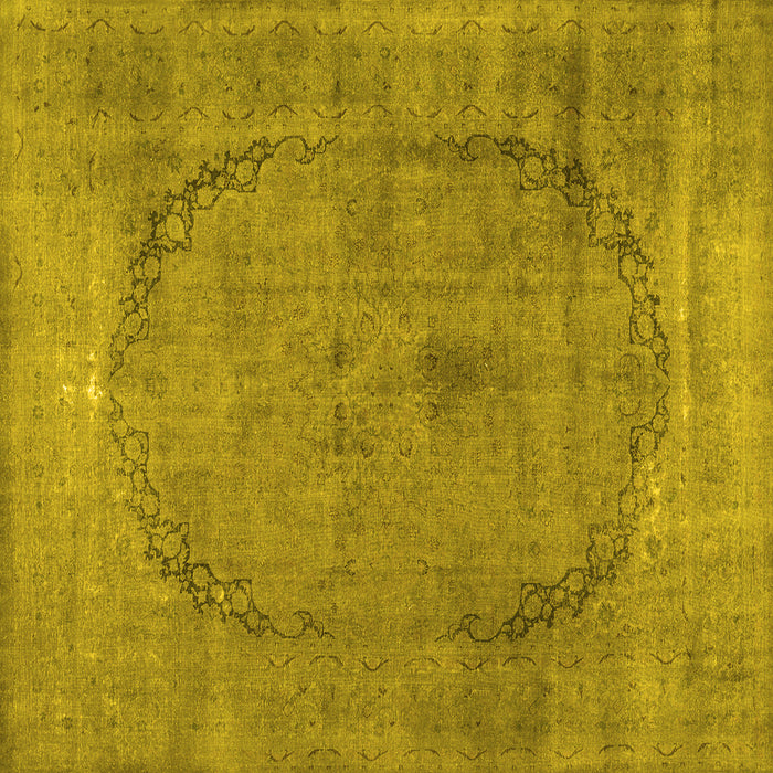 Square Machine Washable Abstract Yellow Contemporary Rug, wshcon615yw
