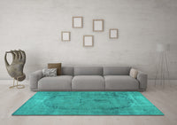 Machine Washable Abstract Turquoise Contemporary Rug, wshcon615turq