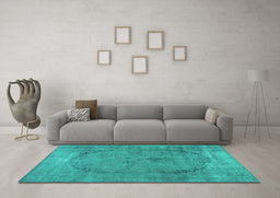 Machine Washable Abstract Turquoise Contemporary Area Rugs in a Living Room,, wshcon615turq