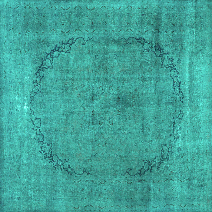 Square Machine Washable Abstract Turquoise Contemporary Area Rugs, wshcon615turq