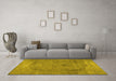 Machine Washable Abstract Yellow Contemporary Rug in a Living Room, wshcon615yw