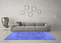 Machine Washable Abstract Blue Contemporary Rug, wshcon615blu