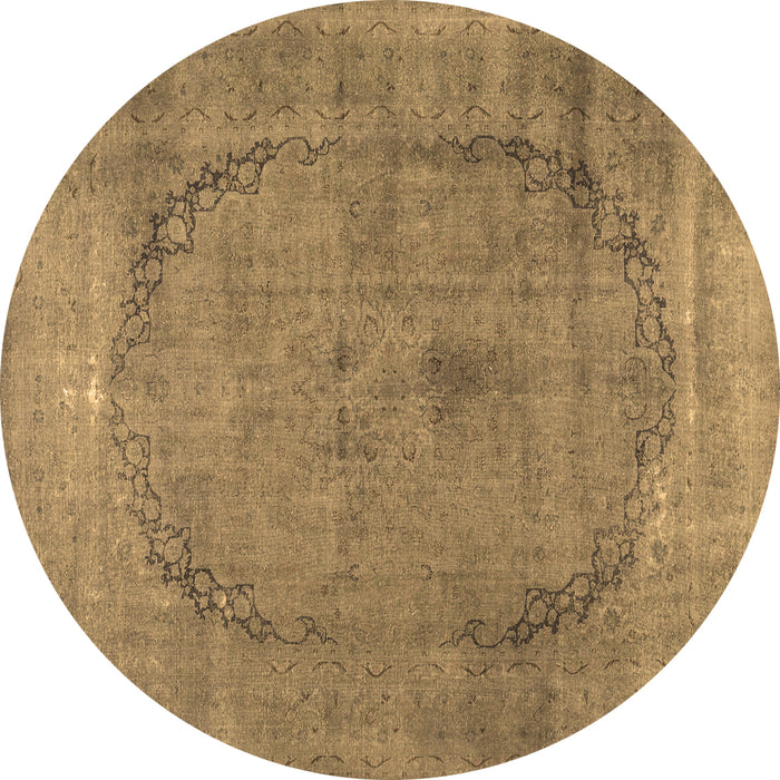 Round Abstract Brown Contemporary Rug, con615brn