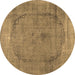 Round Abstract Brown Contemporary Rug, con615brn