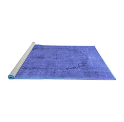 Sideview of Machine Washable Abstract Blue Contemporary Rug, wshcon615blu