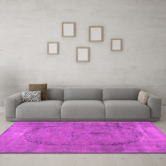 Machine Washable Abstract Pink Contemporary Rug in a Living Room, wshcon615pnk