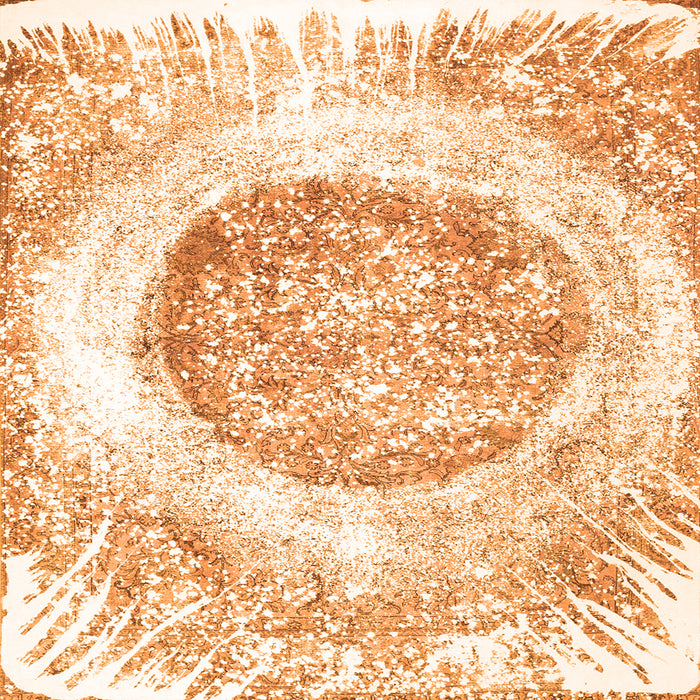 Round Machine Washable Abstract Orange Contemporary Area Rugs, wshcon616org