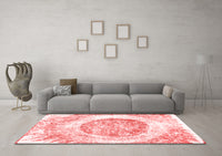 Machine Washable Abstract Red Contemporary Rug, wshcon616red