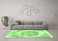 Machine Washable Abstract Green Contemporary Rug, wshcon616grn
