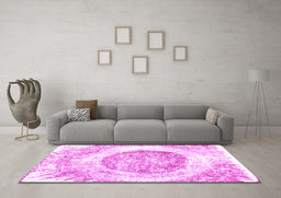 Machine Washable Abstract Pink Contemporary Rug in a Living Room, wshcon616pnk