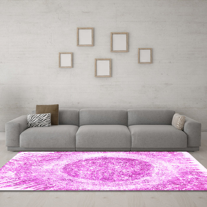 Machine Washable Abstract Pink Contemporary Rug in a Living Room, wshcon616pnk
