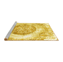 Sideview of Machine Washable Abstract Yellow Contemporary Rug, wshcon616yw