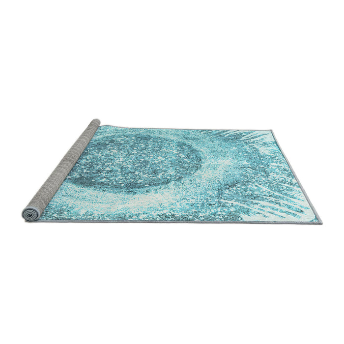 Sideview of Machine Washable Abstract Light Blue Contemporary Rug, wshcon616lblu