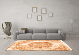 Machine Washable Abstract Orange Contemporary Area Rugs in a Living Room, wshcon616org