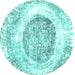 Round Abstract Turquoise Contemporary Rug, con616turq