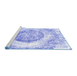 Sideview of Machine Washable Abstract Blue Contemporary Rug, wshcon616blu