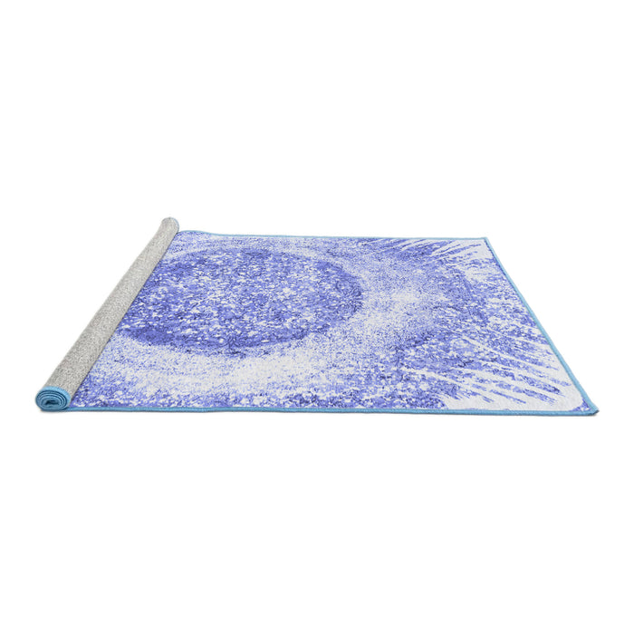 Sideview of Machine Washable Abstract Blue Contemporary Rug, wshcon616blu