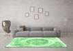 Machine Washable Abstract Emerald Green Contemporary Area Rugs in a Living Room,, wshcon616emgrn