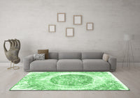 Machine Washable Abstract Emerald Green Contemporary Rug, wshcon616emgrn