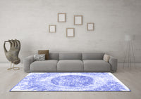 Machine Washable Abstract Blue Contemporary Rug, wshcon616blu